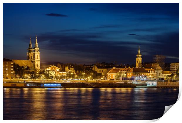 Budapest City Skyline At Night Print by Artur Bogacki