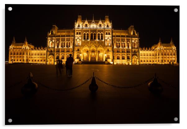 Hungarian Parliament Building Illuminated at Night in Budapest Acrylic by Artur Bogacki