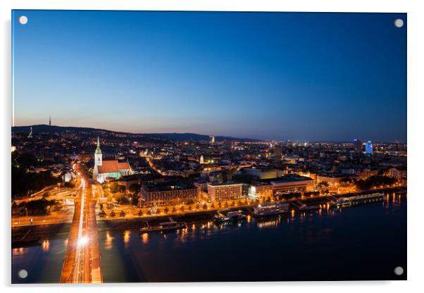 City of Bratislava at Twilight in Slovakia Acrylic by Artur Bogacki