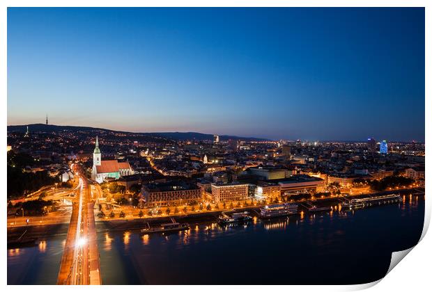 City of Bratislava at Twilight in Slovakia Print by Artur Bogacki