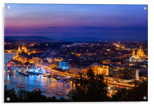 Budapest City At Twilight Acrylic by Artur Bogacki