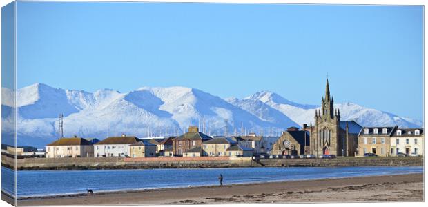 Majestic view of snowy Arran from Ardrossan south  Canvas Print by Allan Durward Photography