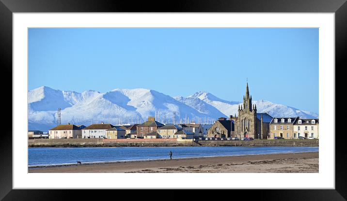 Majestic view of snowy Arran from Ardrossan south  Framed Mounted Print by Allan Durward Photography