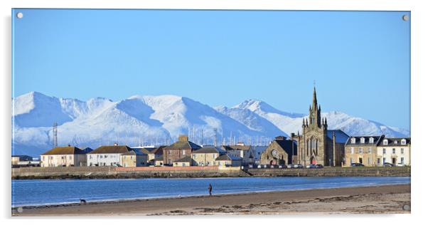 Majestic view of snowy Arran from Ardrossan south  Acrylic by Allan Durward Photography