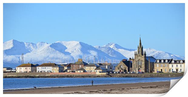 Majestic view of snowy Arran from Ardrossan south  Print by Allan Durward Photography