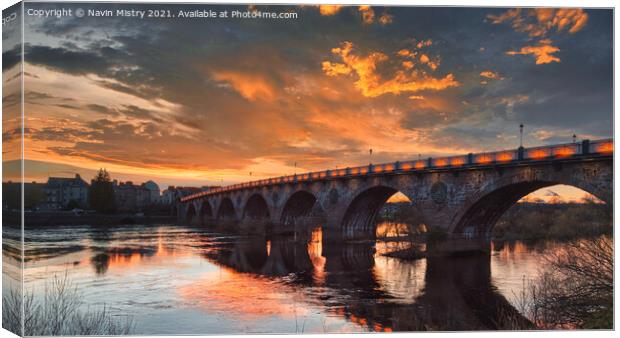 Perth Bridge at sunset Canvas Print by Navin Mistry