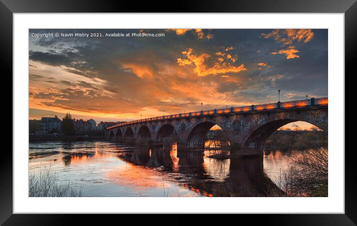 Perth Bridge at sunset Framed Mounted Print by Navin Mistry