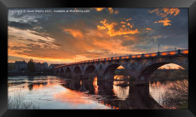 Perth Bridge at sunset Framed Print by Navin Mistry