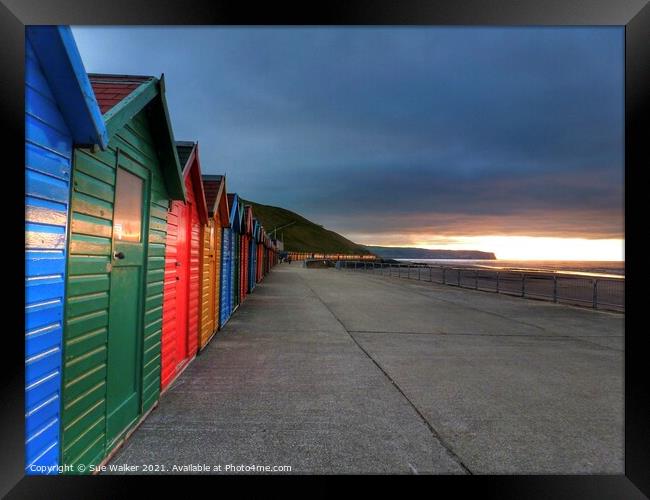 Sunset at Whitby Framed Print by Sue Walker