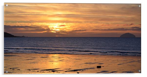 Ailsa Craig sunset on the Ayrshire coast Acrylic by Allan Durward Photography