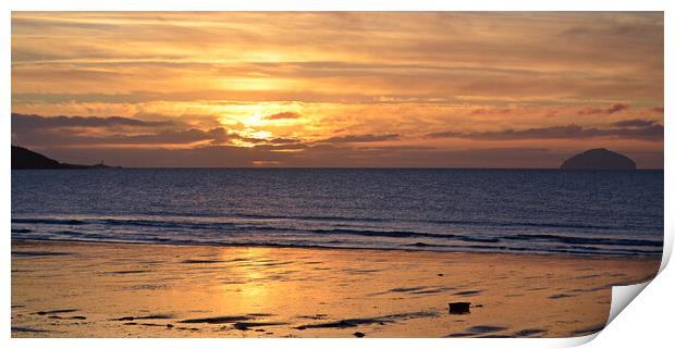 Ailsa Craig sunset on the Ayrshire coast Print by Allan Durward Photography