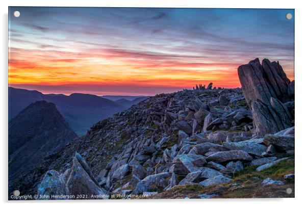 Glyder Fach summit Sunrise Acrylic by John Henderson