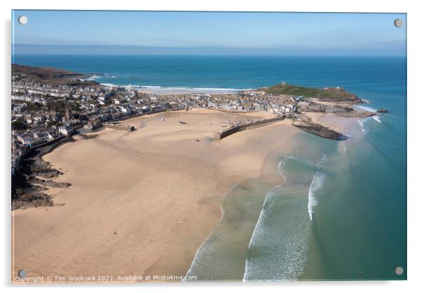 St Ives, Cornwall taken from the air Acrylic by Tim Woolcock