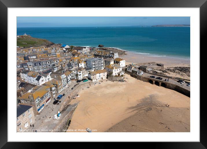 St Ives, Cornwall taken from the air Framed Mounted Print by Tim Woolcock