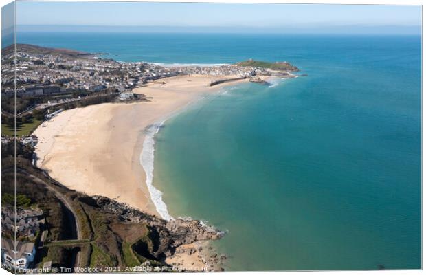 St Ives, Cornwall taken from the air Canvas Print by Tim Woolcock