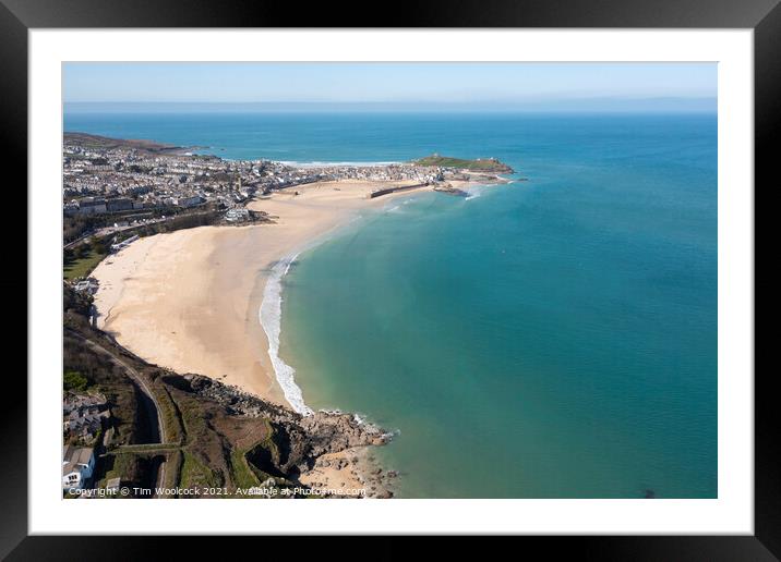 St Ives, Cornwall taken from the air Framed Mounted Print by Tim Woolcock