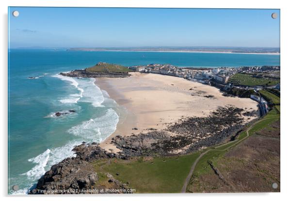 St Ives, Cornwall taken from the air Acrylic by Tim Woolcock