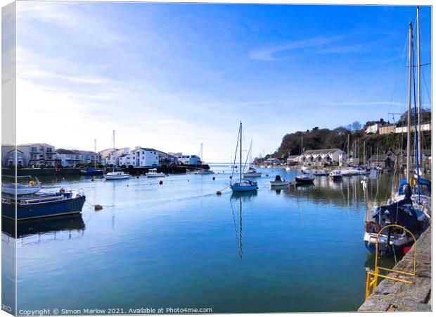 Golden Sunrise over Porthmadog Harbour Canvas Print by Simon Marlow