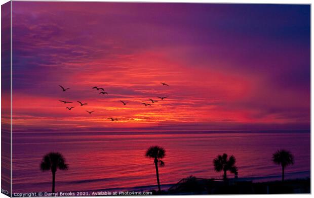 Palms in Silhouette Against Purple Sunrise Canvas Print by Darryl Brooks