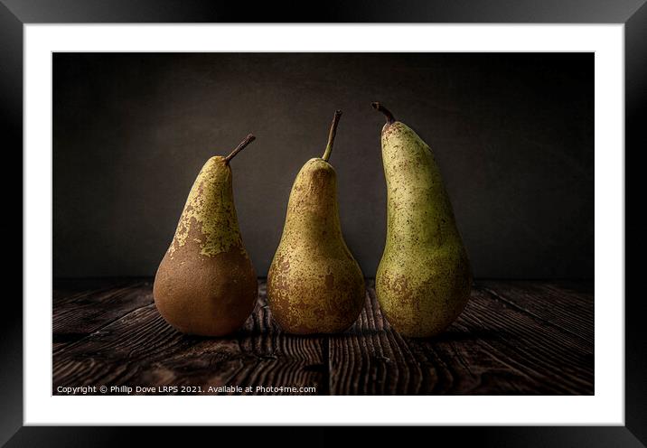 Three Pears Framed Mounted Print by Phillip Dove LRPS