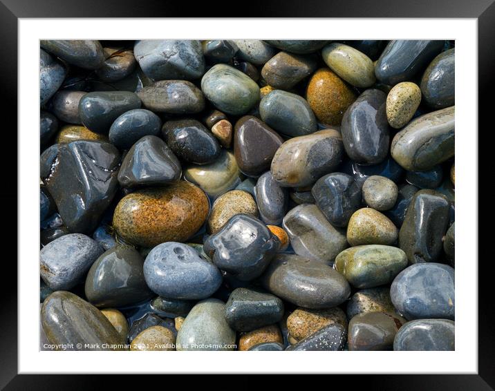 Wet colourful beach pebbles Framed Mounted Print by Photimageon UK
