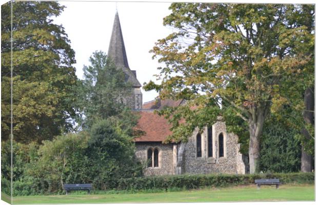The Church on Hatfield Heath Canvas Print by John Bridge