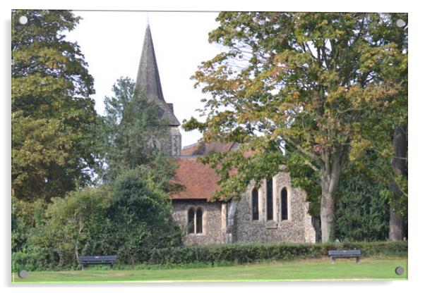 The Church on Hatfield Heath Acrylic by John Bridge