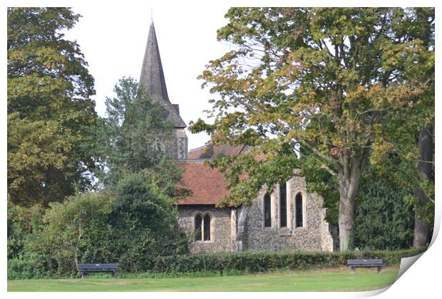 The Church on Hatfield Heath Print by John Bridge