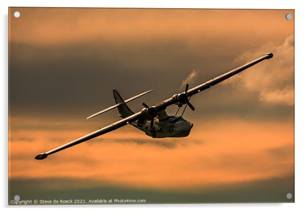 Catalina Flying Boat At Sunset Acrylic by Steve de Roeck
