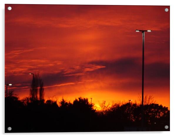 Sunset at Rayleigh Acrylic by John Bridge