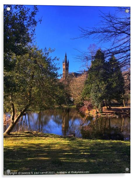Glasgow University from Kelvingrove Park Acrylic by yvonne & paul carroll