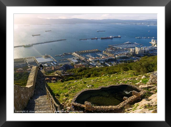 Gibraltar port from the rock Framed Mounted Print by Vicente Sargues