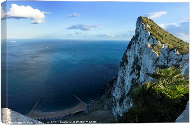 Rock of Gibraltar and beach Canvas Print by Vicente Sargues