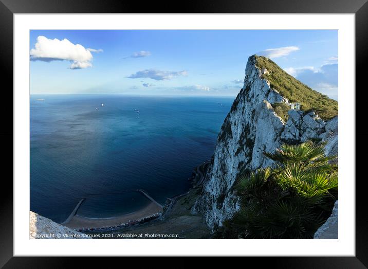 Rock of Gibraltar and beach Framed Mounted Print by Vicente Sargues