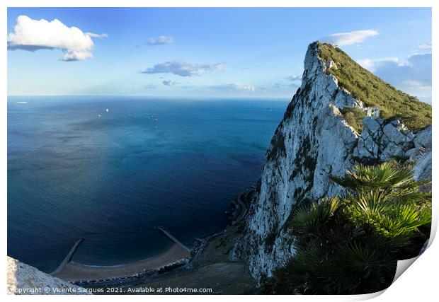 Rock of Gibraltar and beach Print by Vicente Sargues