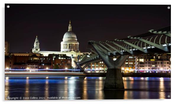 The Millennium Bridge and St Paul's Cathedral Acrylic by Dave Collins