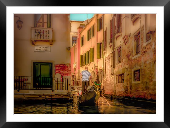 Venetian Gondolier Framed Mounted Print by Tylie Duff Photo Art