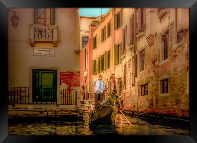 Venetian Gondolier Framed Print by Tylie Duff Photo Art