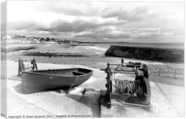 Boat Cove at Dawlish in Black and White Canvas Print by Rosie Spooner