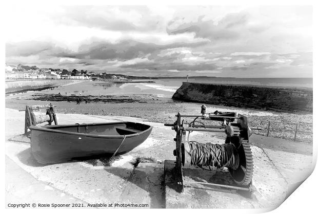 Boat Cove at Dawlish in Black and White Print by Rosie Spooner