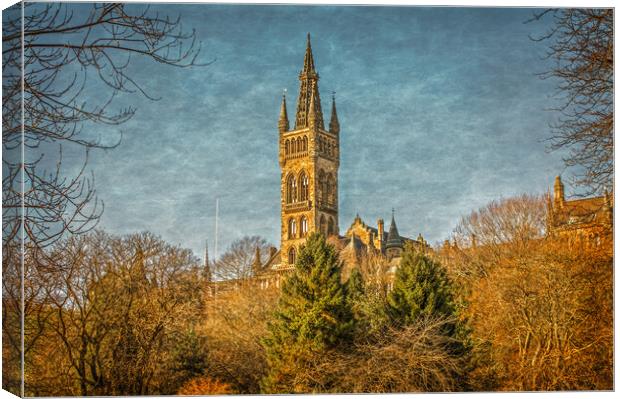 Glasgow University from Kelvingrove  Canvas Print by Tylie Duff Photo Art