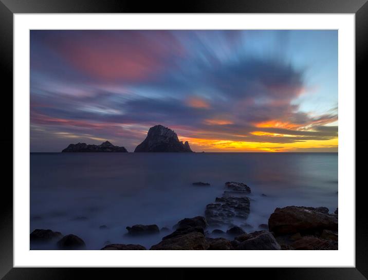 Es Vedra from the coast of Ibiza in a cloudy sunset Framed Mounted Print by Vicen Photo