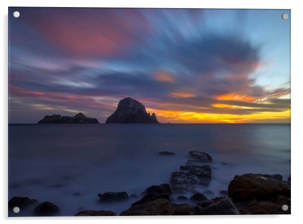 Es Vedra from the coast of Ibiza in a cloudy sunset Acrylic by Vicen Photo