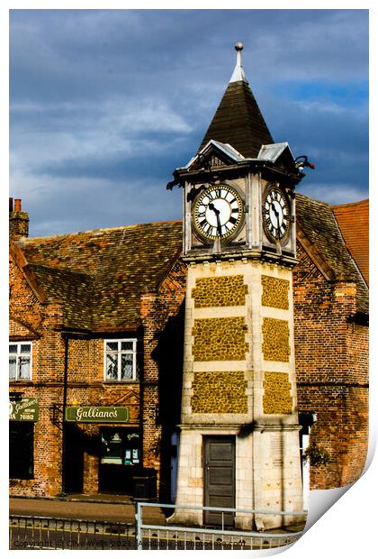 The Clock in Gaywood, Kings Lynn Print by Clive Wells