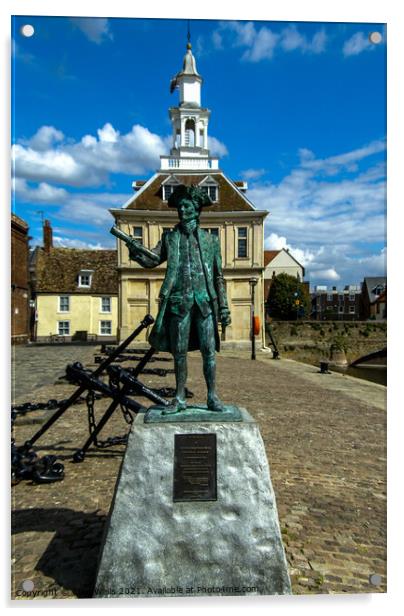Statue in front of the Customs House in Kings Lynn Acrylic by Clive Wells