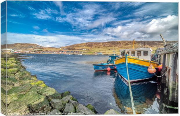 Fishing boats at East Voe Shetland  Canvas Print by Richard Ashbee