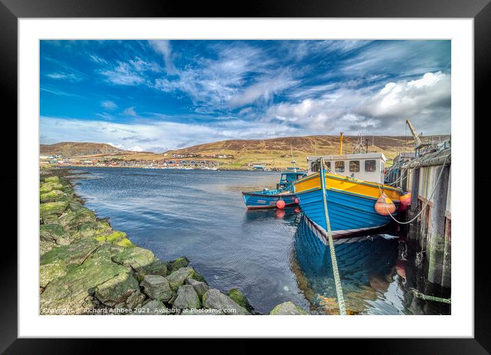 Fishing boats at East Voe Shetland  Framed Mounted Print by Richard Ashbee
