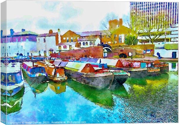 Birmingham Canal  Canvas Print by Beryl Curran