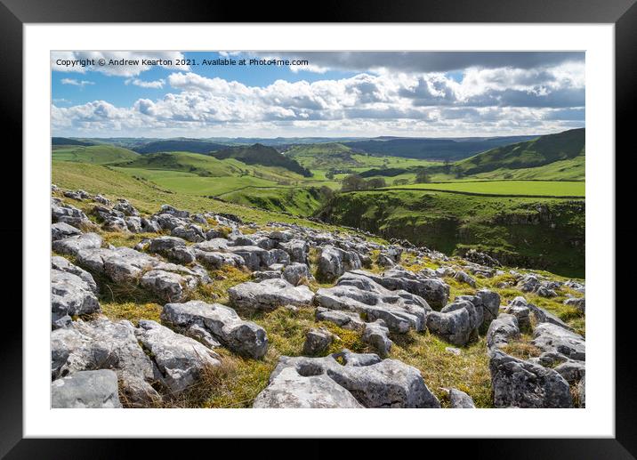 Limestone pavement in the Peak District, Derbyshire Framed Mounted Print by Andrew Kearton