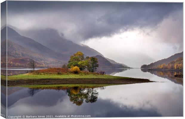 Tranquil Reflections of Loch Leven Canvas Print by Barbara Jones